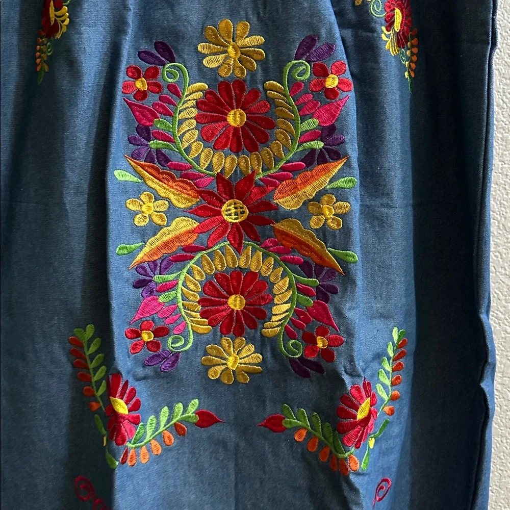 DENIM Long Mexican dresses embroidered - Picture 2 of 6
